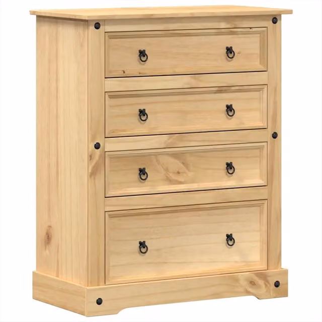 Cassettiera Corona 92x48x114 cm in Legno Massello di Pino CFW3894528