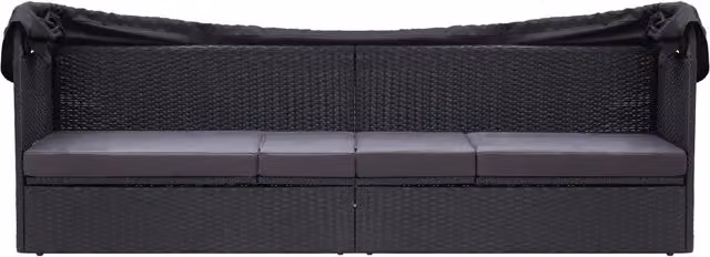 Divano Letto da Esterno con Baldacchino-Sofa Letto-Daybed in Polyrattan Nero