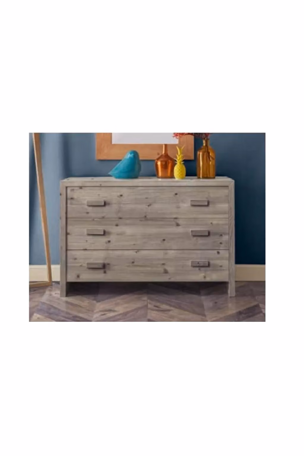 Cassettiera con 3 cassetti in legno massello di abete grigio Mobili 2G L: 116 cm, P: 53 cm, H: 98 cm – 2