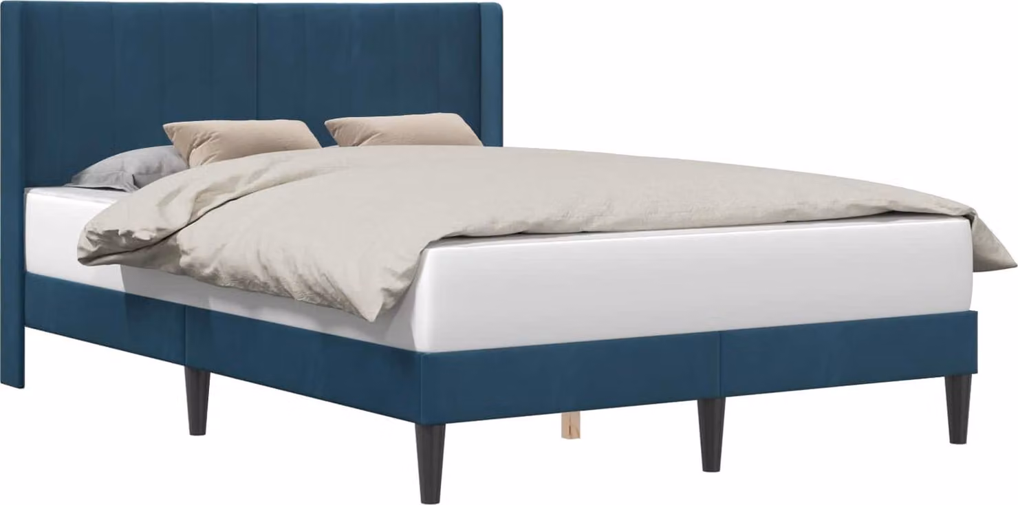 Struttura del letto con testiera Blu 140 x 200 cm Velluto