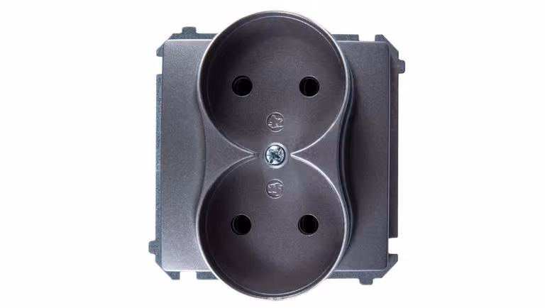 Simon Basic Presa doppia b/u 16A IP20 acciaio inox BMG2M.01/21