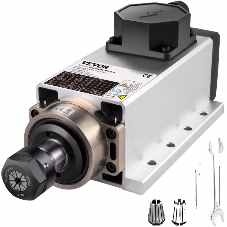VEVOR Motore mandrino raffreddato ad aria, 2,2 kW, motore mandrino CNC, 220 V, quadro, motore mandrino raffreddato ad aria, pinza ER20, 24000 giri/min, mandrino CNC, 6 A, motore mandrino, 400 Hz per router CNC, fresatrice per incisione
