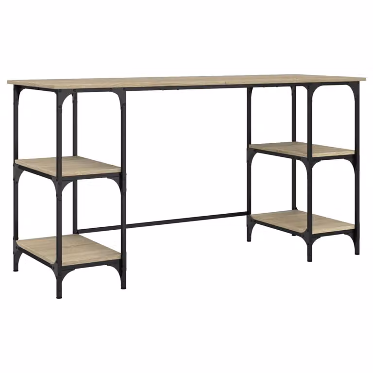 Scrivania Rovere Sonoma 140x50x75cm Metallo e Legno Multistrato