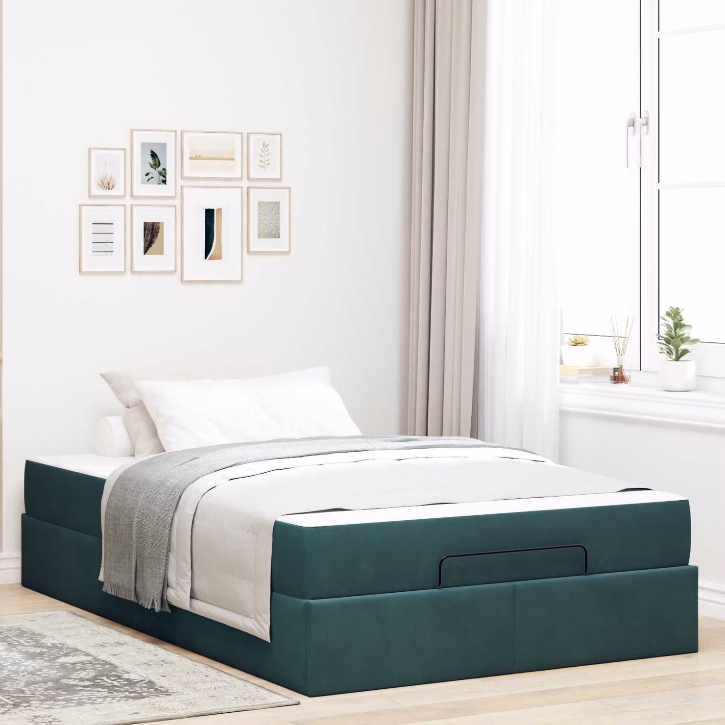 Set letto con struttura in velluto verde e 2 materassi in schiuma vidaXL L/P/H: 200 x 120 x 66 cm – 1