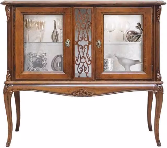 Vetrina classica in legno con ante in vetro e serratura Mobili 2G finitura bassano L: 111 cm, P: 44 cm, H: 100 cm – 4