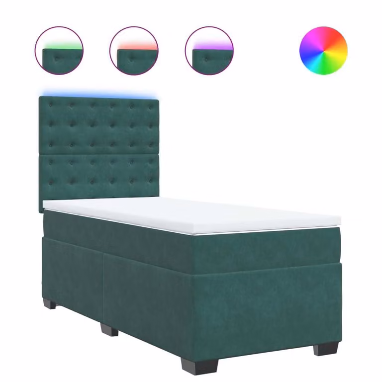 Giroletto a Molle con Materasso Verde Scuro 80x200 cm Velluto