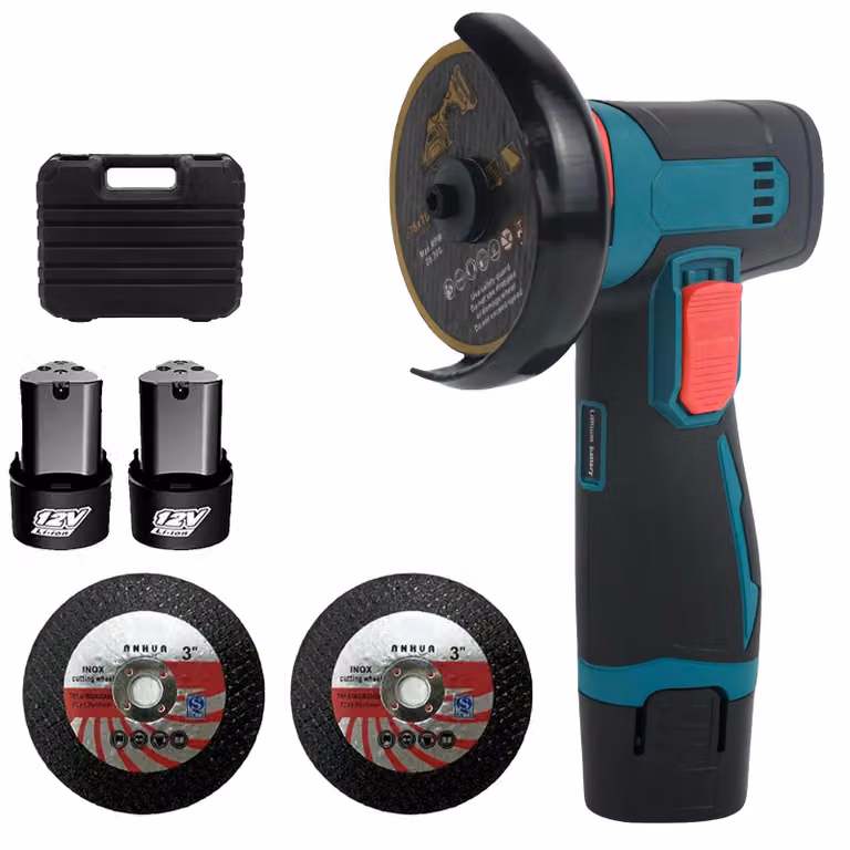 Smerigliatrice angolare, senza fili, potenza 600 W, 2 batterie
