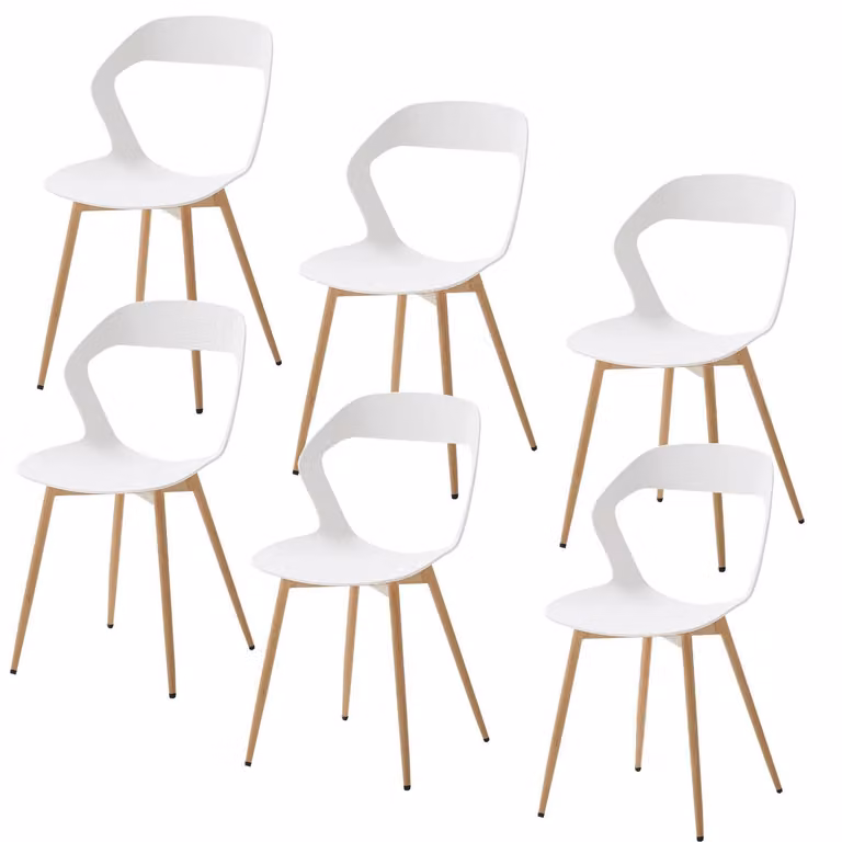 Sedia da pranzo, design ergonomico, stile moderno minimalista, bianca