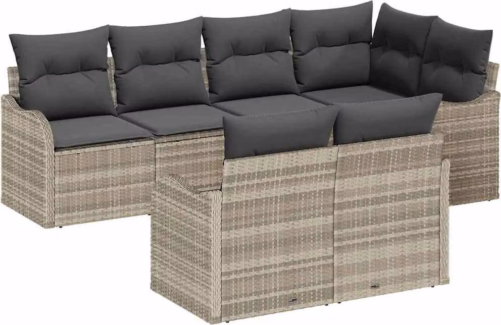 Set Divano da Giardino Grigio chiaro polyrattan