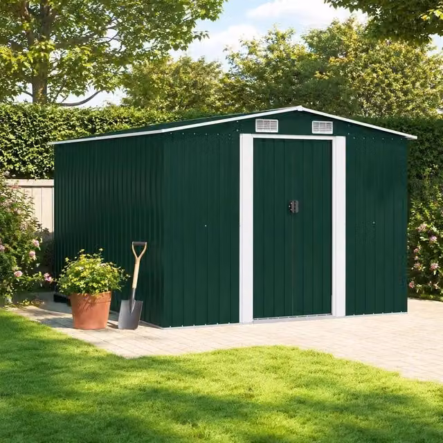 Garden Shed 257x298x178 Cm Metal Green