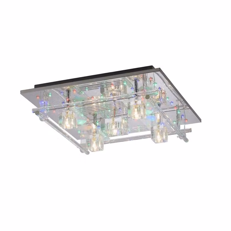 Plafoneiera a LED, telecomando, cambiacolori, vetro, L 50 cm