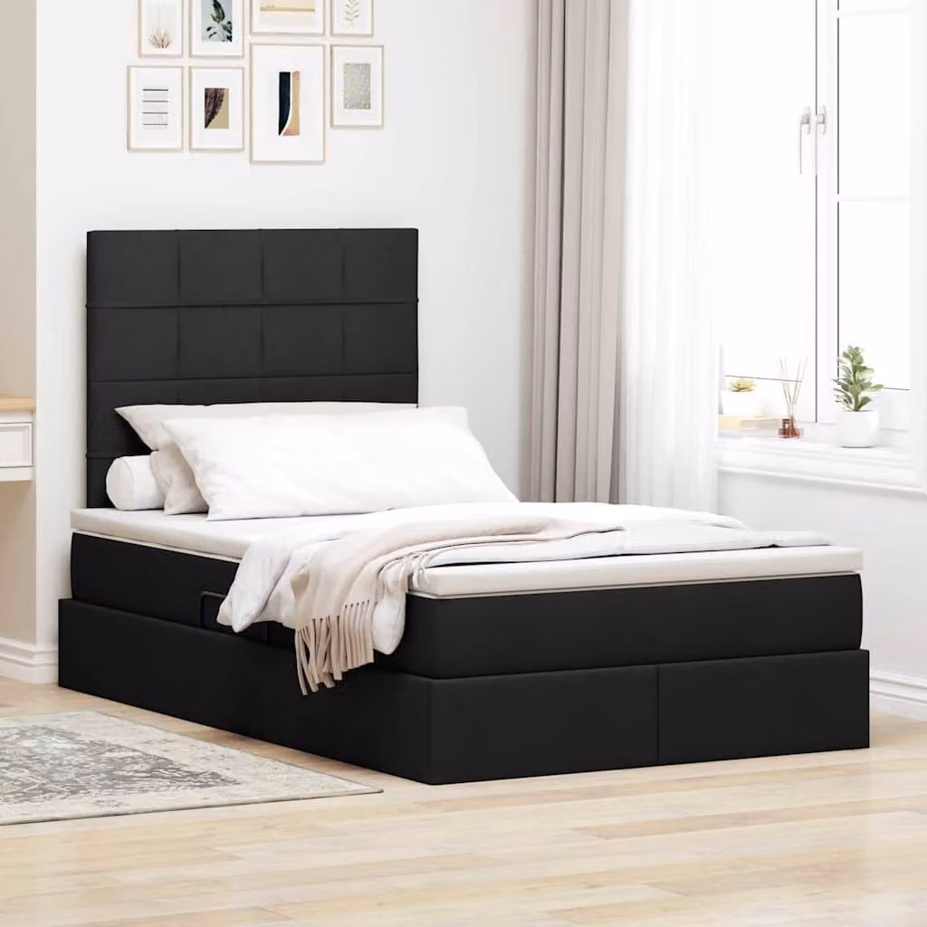 Letto con contenitore e illuminazione LED vidaXL Nero L: 120 cm, P: 200 cm, H: 204 cm – 1