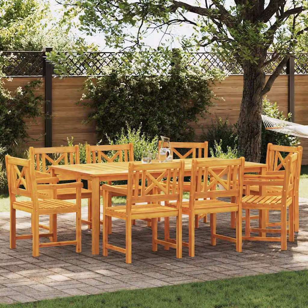 Maison Exclusive - Set da giardino per esterni, 9 pezzi, 8 posti, legno massello di acacia, colore marrone