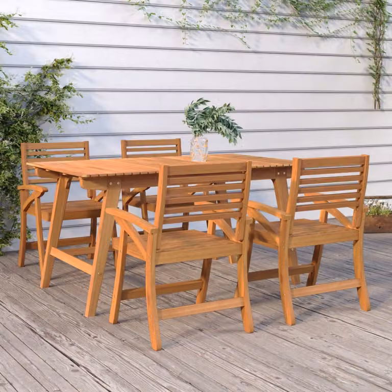 Set di 4 sedie da giardino vidaXL in legno di acacia oliato, colore marrone, L/P/H: 58 x 58 x 87 cm