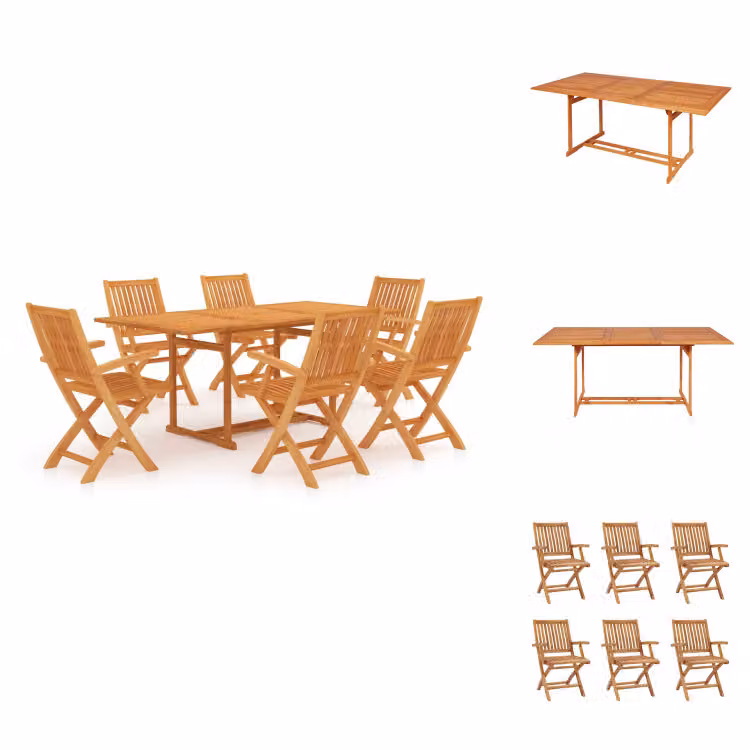 vidaXL set da pranzo da giardino 7 pezzi in teak massiccio - Set di mobili da giardino