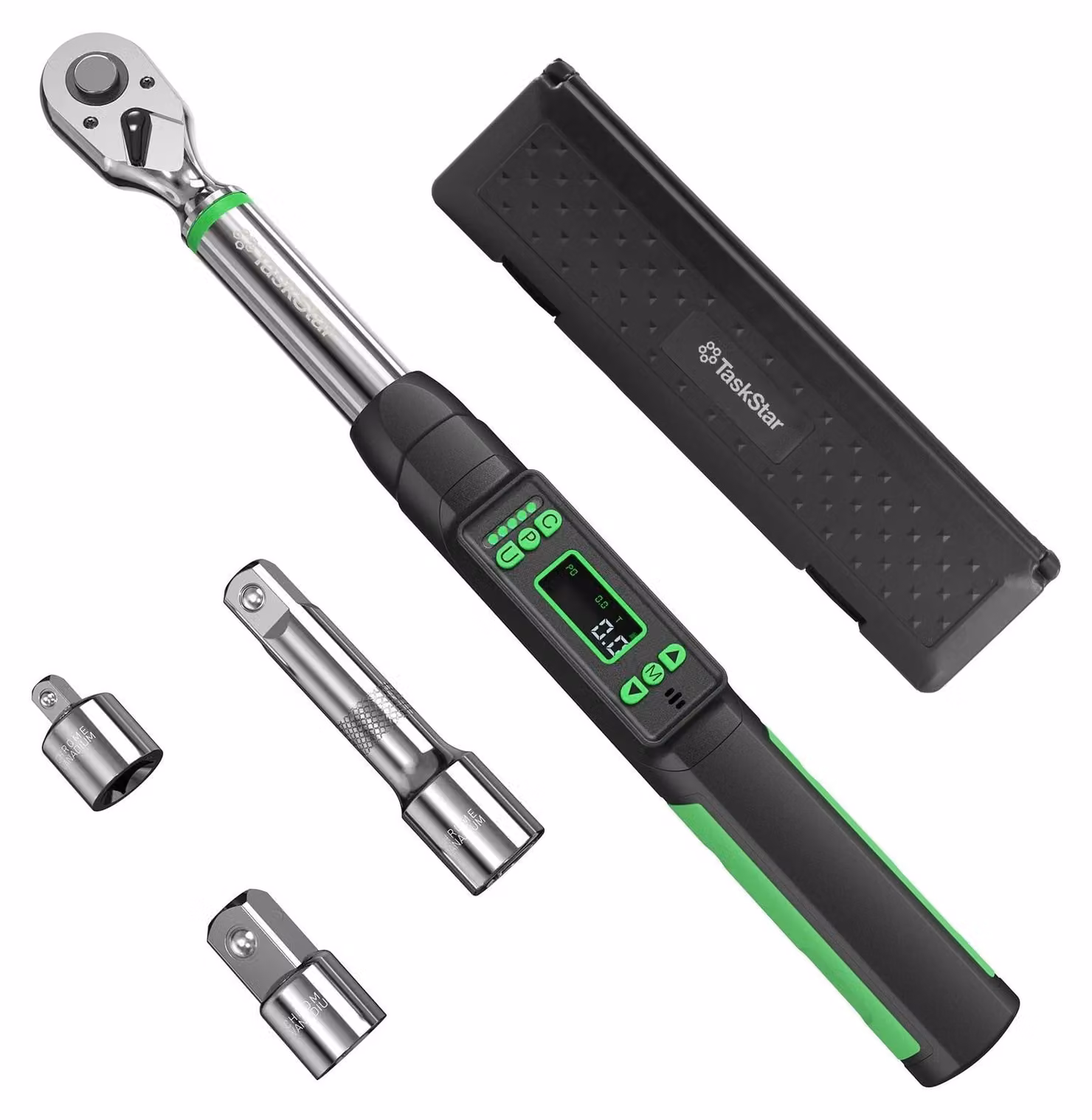 Chiave dinamometrica digitale - Chiave a cricchetto elettronica - Attacco quadrato da 0,95 cm - Coppia massima: 250 Nm - Precisione: ±2% - Indicatore LED/sonoro - Interruttore di inversione - Batteria inclusa