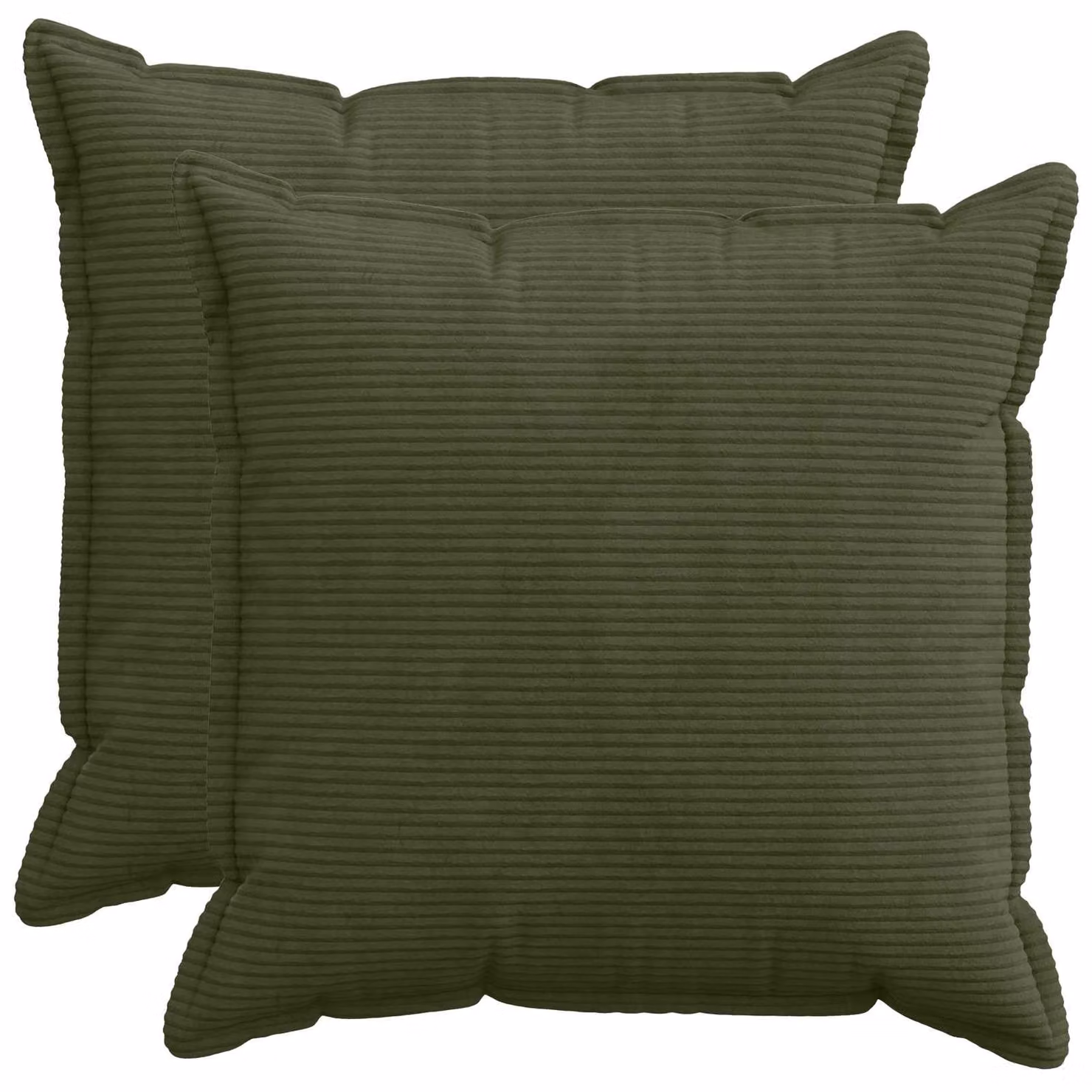 Set di 2 federe vidaXL HOUTEN in velluto a coste verdi, L 55 cm x P 55 cm
