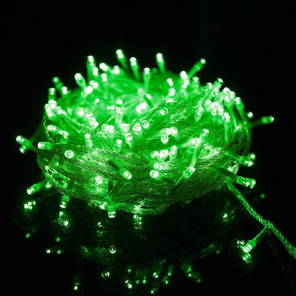 10M 100LEDs 8 Modes Fairy Lights Power LED Christmas Fairy Lights Cavo trasparente Camera Decorazione Luce Festa Giardino Illuminazione Albero di Natale, Verde