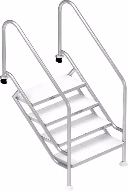 Scala piscina interrataper utilizzo riabilitativo e accesso agevolato in acciaio Inox 316 Configurazione: 7 gradini
