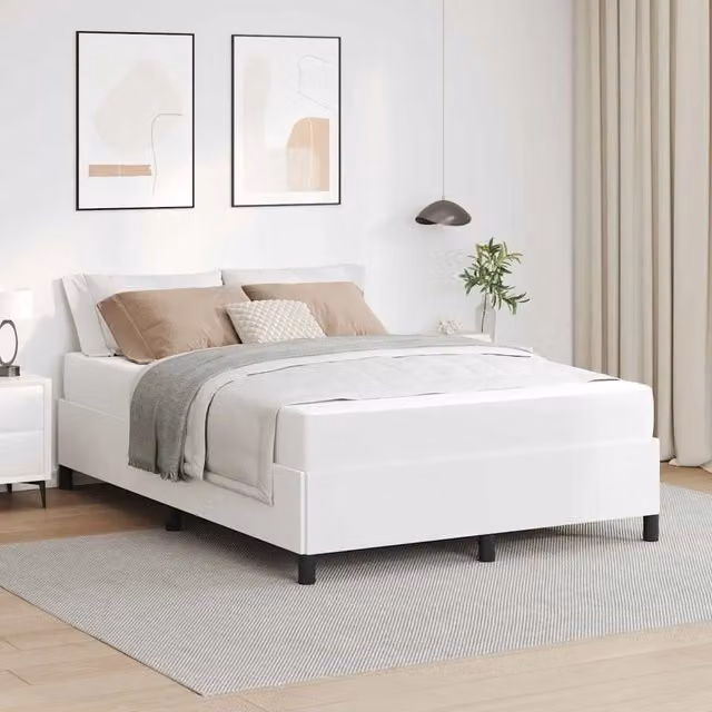 Struttura del letto con materasso Bianco 140 x 200 cm Tessuto 3399005