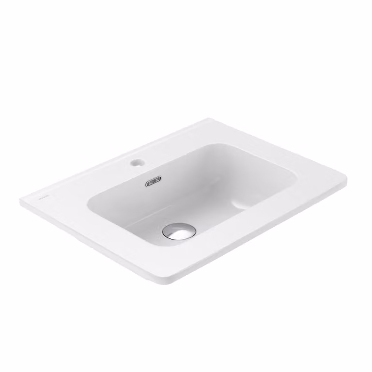 VIGOUR Lavabo d'arredo Clivia con troppopieno e foro per rubinetto 61x46,5 cm, bianco