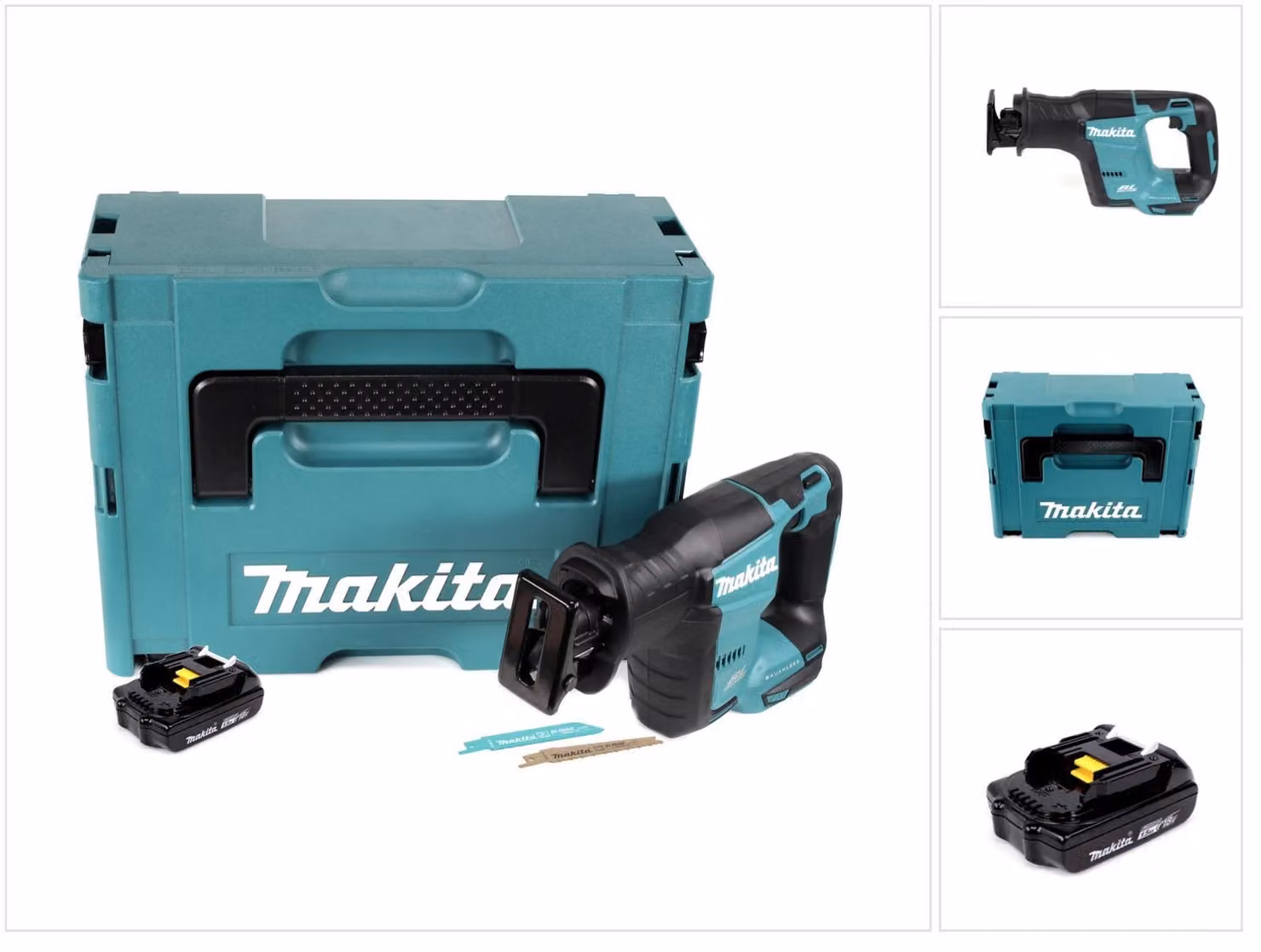 Sega circolare a batteria Makita DJR 188 Y1J 18 V brushless in Makpac + 1x batteria 1,5 Ah - senza caricabatterie