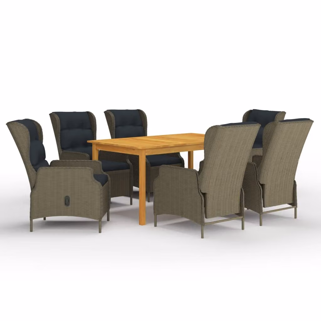 The Living Store 7 pezzi. Set da pranzo da giardino marrone
