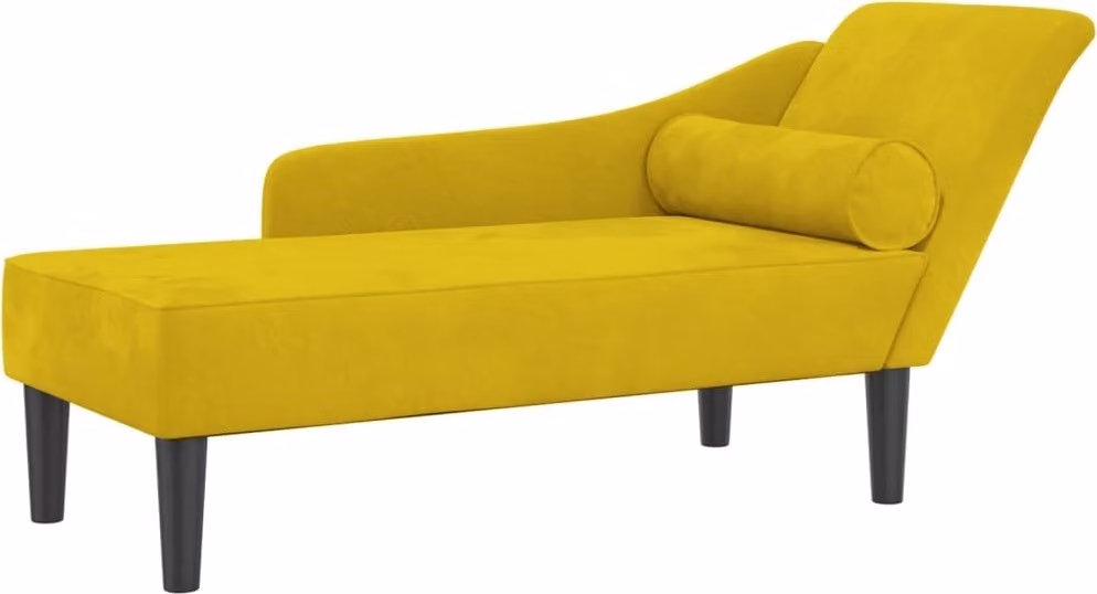 Chaise Longue con Cuscini Giallo in Velluto