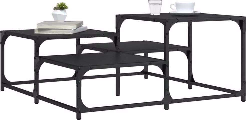 Maison Exclusive - Tavolino nero 87,5x87,5x40 cm Materiale ligneo