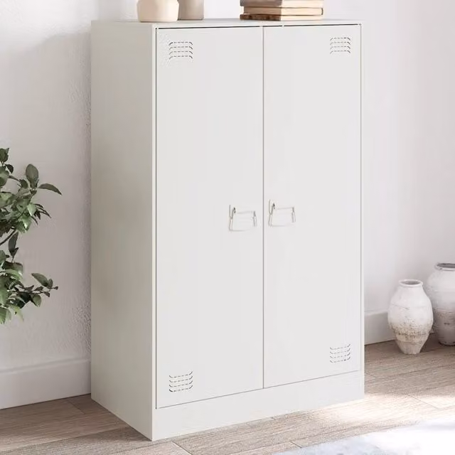 Credenza moderna bianca vidaXL in metallo L: 67 cm, P: 39 cm, H: 107 cm