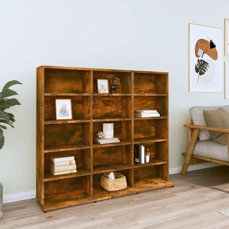 Mobile Porta CD vidaXL in Legno Multistrato Rovere Fumo L: 100 cm, P: 23 cm, H: 89,5 cm