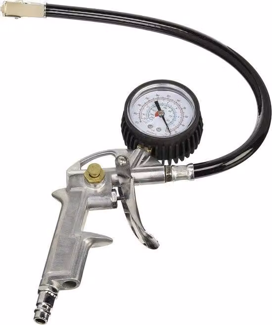 Pompa per pneumatici con manometro - Pistola ad aria - Biciclette, autovetture, autocarri - Per compressore - Pompa per pneumatici con manometro