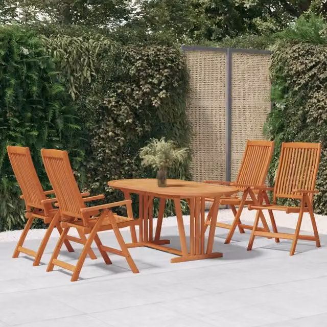Set da Pranzo per Giardino 5 pz in Legno Massello di Eucalipto 3087341