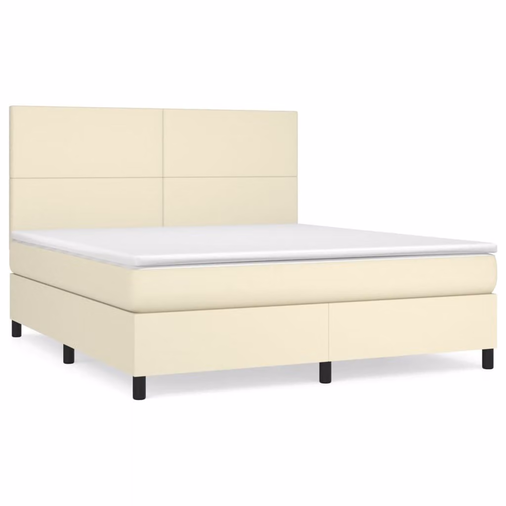 Giroletto a Molle con Materasso Crema 160x200 cm in Pelle finta