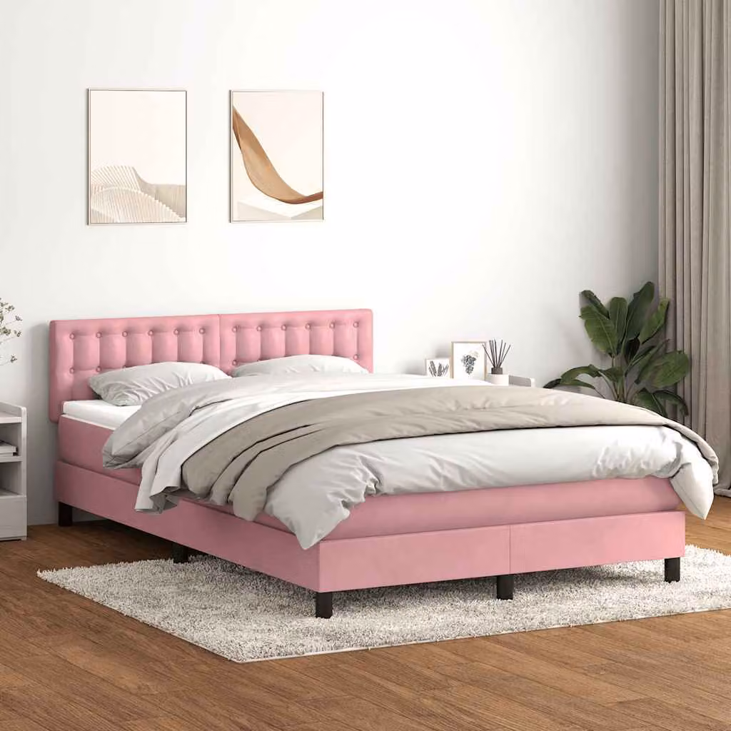 Maison Exclusive - Giroletto a Molle con Materasso Rosa 140x220 cm in Velluto