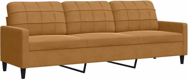 Divano da soggiorno moderno in velluto marrone con struttura in metallo L 226 cm x P 80 cm x H 77 cm – 1