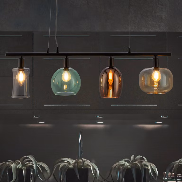 Nowa Lampada a sospensione in vetro Telesto, dimmerabile, Multicolore, Soggiorno / Sala da pranzo, Vetro, Lampada a sospensione