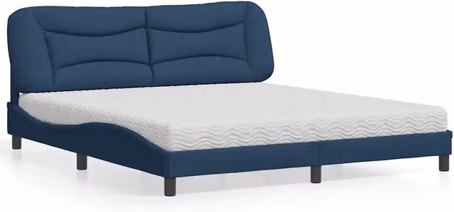 Letto con Materasso Hvar vidaXL Blu e Bianco in Tessuto L/P/H: 180 x 200 x 185 cm – 2