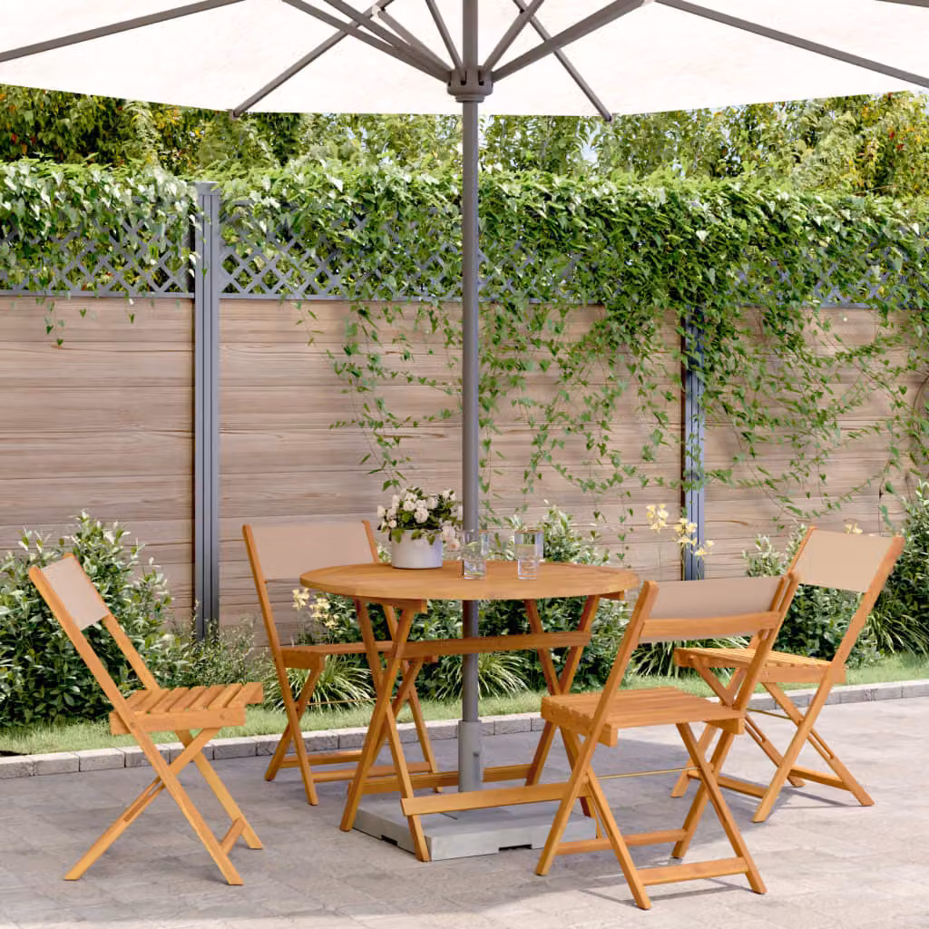 Maison Exclusive - Set da pranzo da giardino 5 pezzi in tessuto e legno massello, color taupe