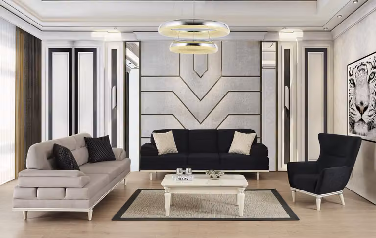 Sofagarnitur Couch Set Möbel 3+3+1 Couchtisch Luxus Möbel Textil 4tlg.