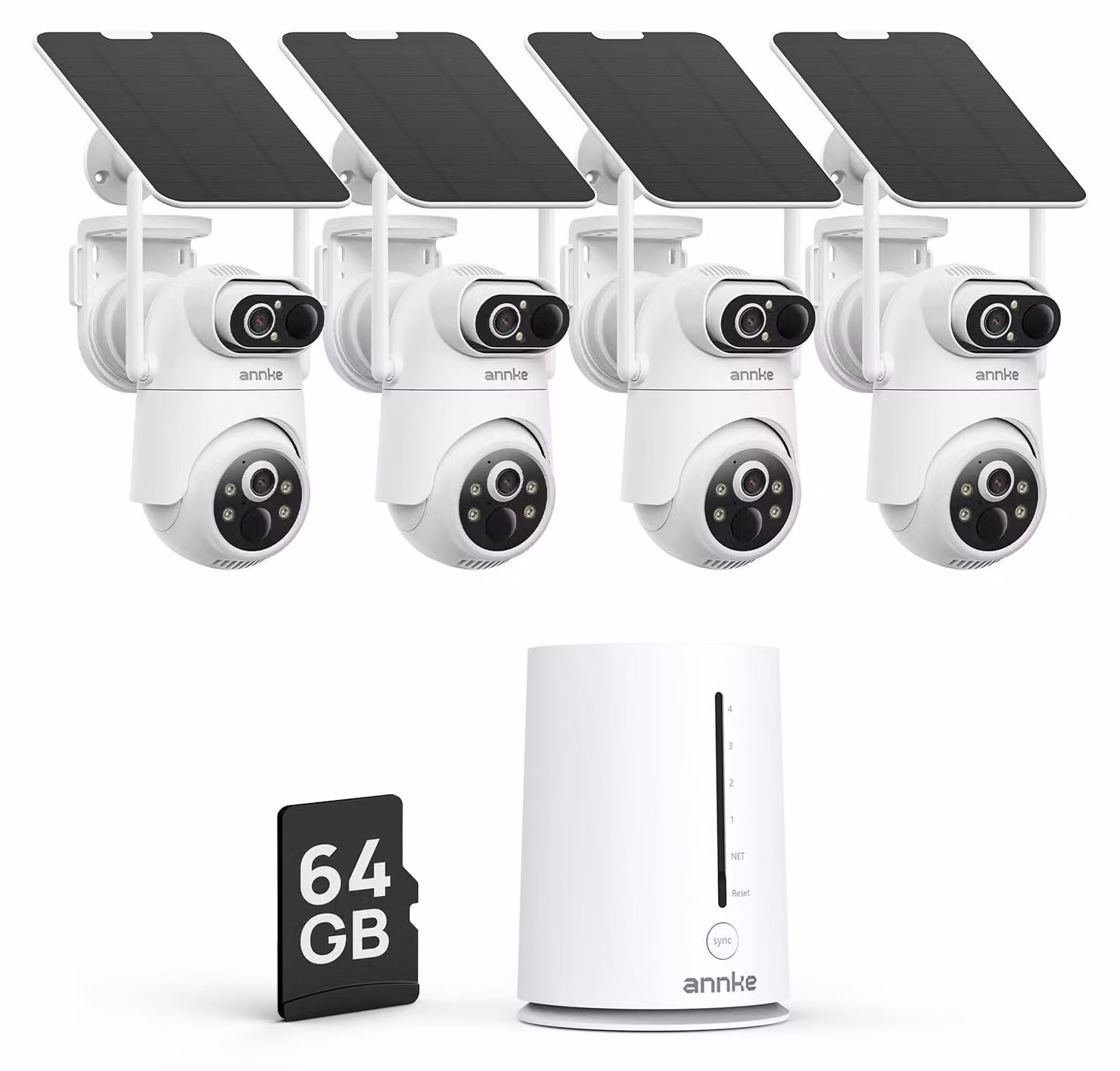 Telecamera esterna wireless, alimentata a energia solare, risoluzione 4 MP, in plastica, colore bianco, sistema di sicurezza