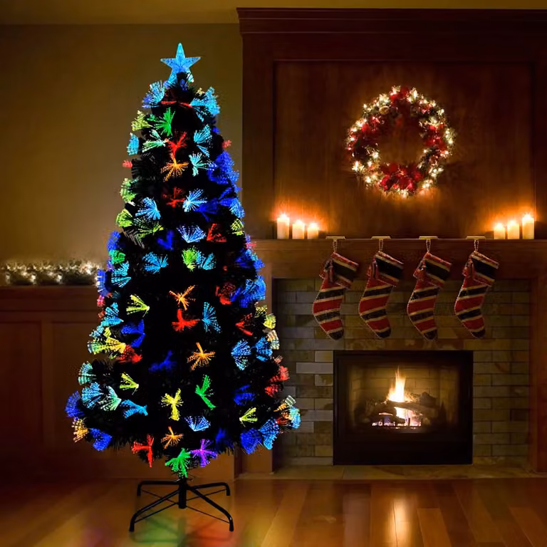 Albero di Natale artificiale vidaXL Verde con luci LED RGB multicolore in PVC e metallo