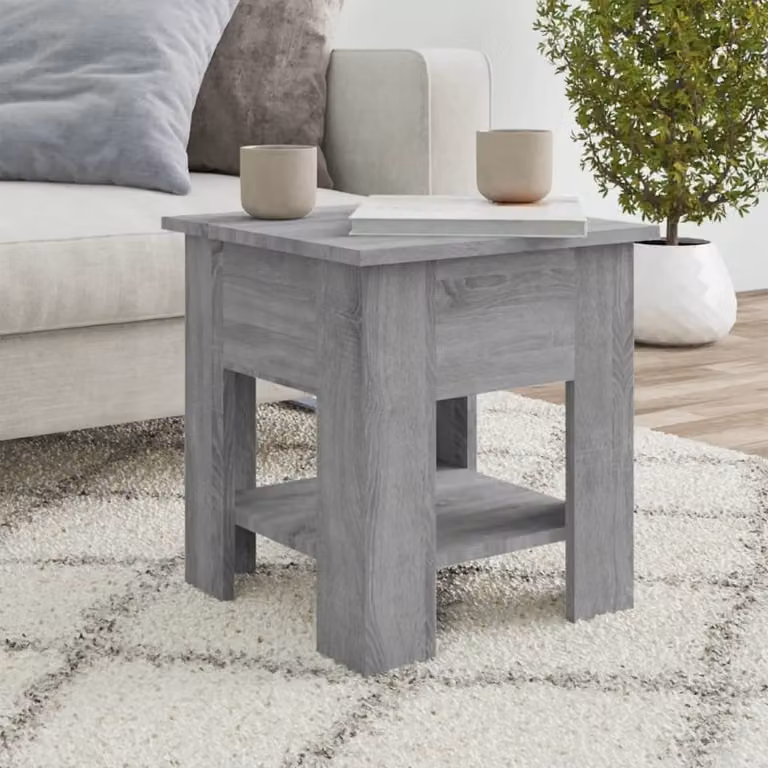 The Living Store Tavolino Grigio Sonoma 40x40x42 cm Materiale a base di legno