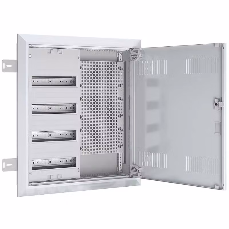 Distributore di campo ABN da incasso/HW, profondità 110 mm con sportello di ventilazione, 4 file, pannello multimediale REG LexCom UK24RM8530