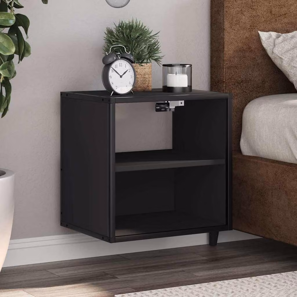 Set di 2 comodini da muro vidaXL neri in stile moderno L 40 cm x P 31 cm x H 39,5 cm