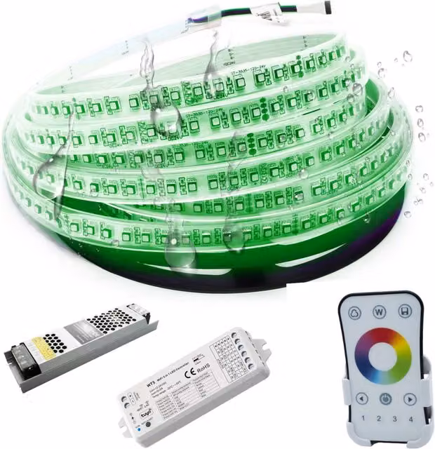 KIT cromoterapia PLANETITALY con striscia LED RGB multicolore IP67 da 90W 24V, controllo WiFi, telecomando e compatibilità Alexa e Google Assistant