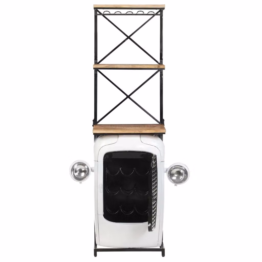 Cantinetta per vini stile industriale vidaXL in legno di mango e metallo, colore bianco, L: 49 cm, P: 31 cm, H: 172 cm – 2