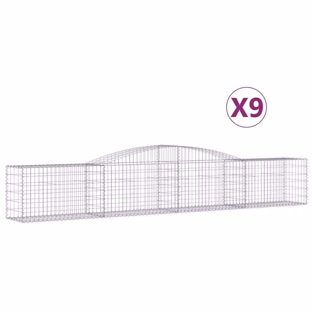 Cesti Gabbioni ad Arco 9 pz 400x50x60/80 cm Ferro Zincato