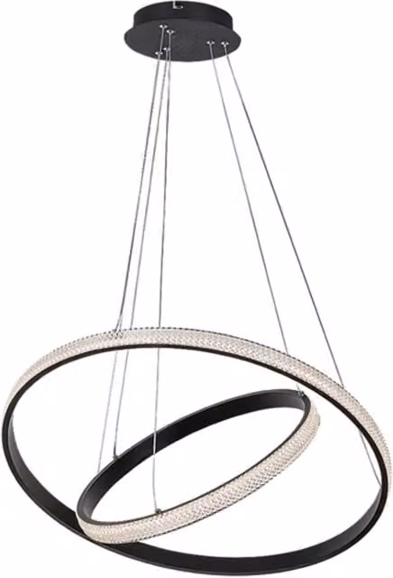 Lampadario a sospensione Rabalux Grete LED doppio anello nero