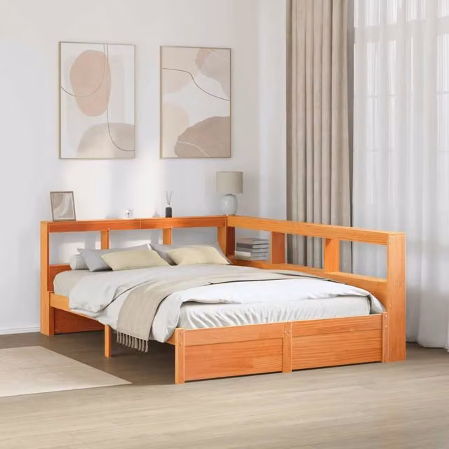 Letto Libreria Tinta unita 2 pz Marrone cerato 200 x 140 cm 3422778